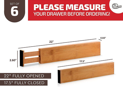 6-Pack Drawer Dividers 2.6-Inch High Dresser Drawer Organizer 16 to 22 Inch