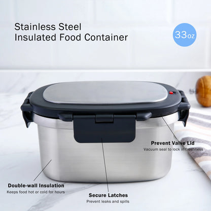 33 Oz Insulated Stainless Steel Food Storage Container Lunch Box with Lid