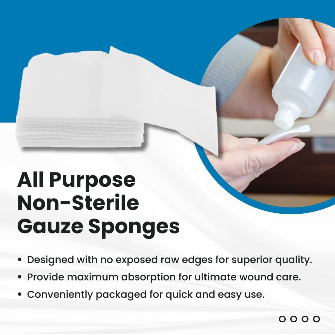 783044 Non-Woven Gauze Sponges - 4X4 4-Ply Non-Sterile, 200 Count