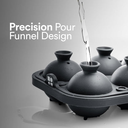 Large Ice Cube Silicone Molds Sphere & Cube Combo Funnel, Combo 6+6 (Black)