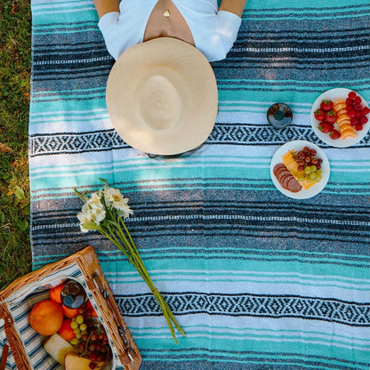 Authentic Handwoven Mexican Blanket | Yoga Blankets, Outdoor, Picnic, Beach, Camping | Equestrian Saddle | Serape 50X70 Inches - Mint, Pack of 1