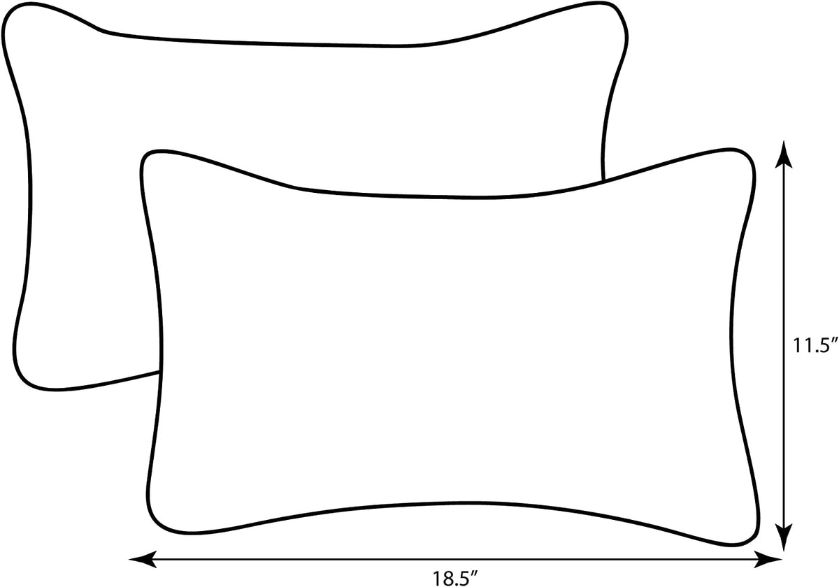 Bright Floral Indoor/Outdoor Throw Pillows, 2 Count, Lumbar - 11.5" X 18.5", Blue/Brown Pom Pom Play