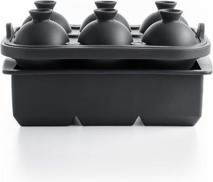 Large Ice Cube Silicone Molds Sphere & Cube Combo Funnel, Combo 6+6 (Black)