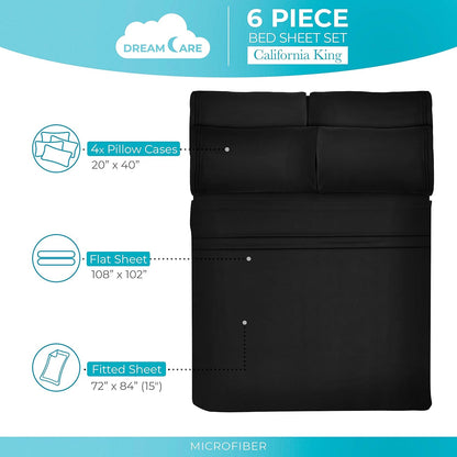 California King Sheet Sets - 6 Pcs Breathable Cooling Sheets