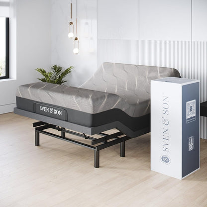 Sven & Son Harmony Adjustable Bed Base, Head and Foot Lift, Massage, Under-Bed Lights, USB, Gel Memory, Zero Gravity Smart Frame - Full + 10 Inch Memory Foam Matt (Firm)