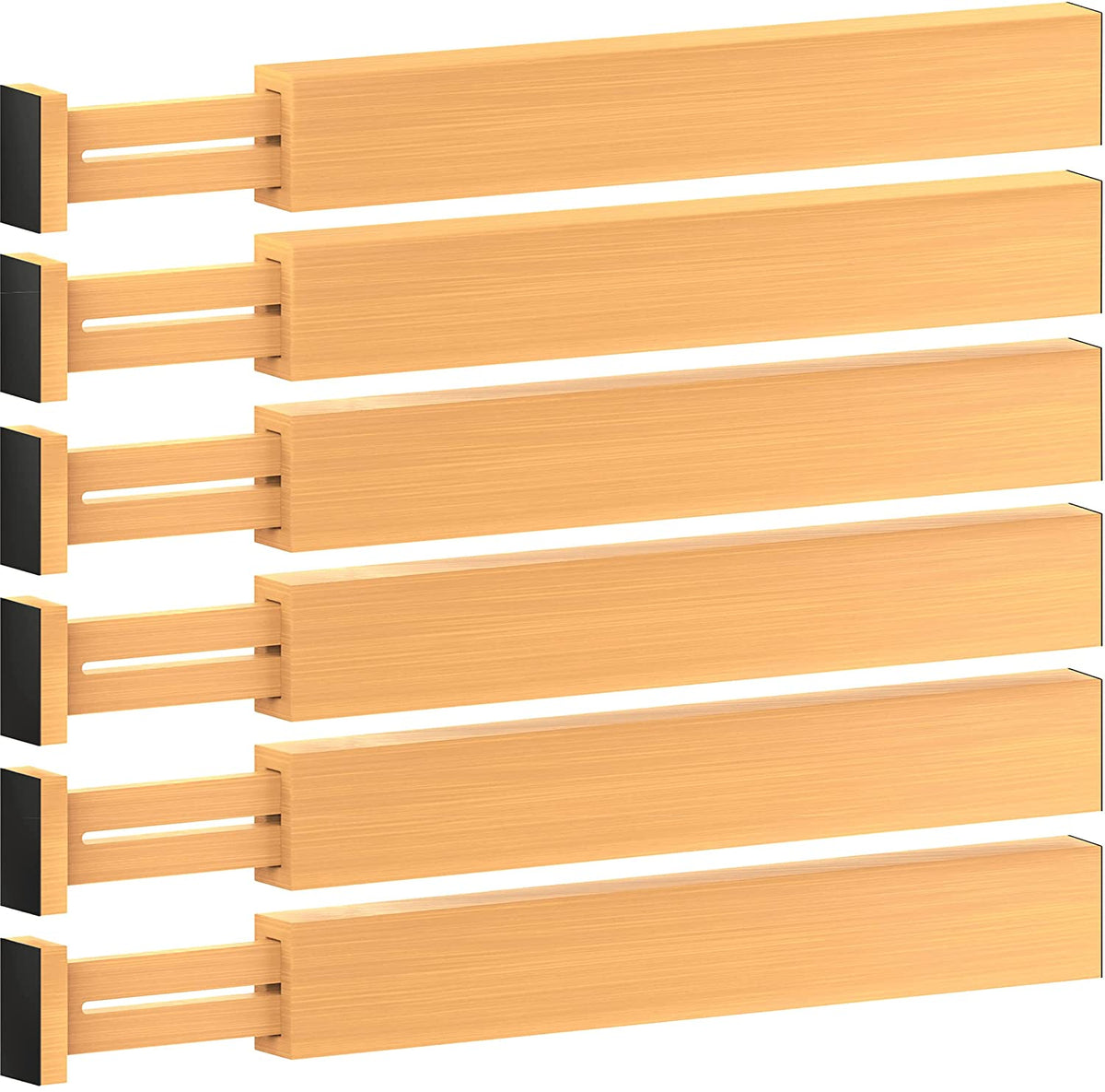 6-Pack Drawer Dividers 2.6-Inch High Dresser Drawer Organizer 16 to 22 Inch