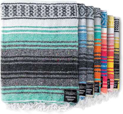 Authentic Handwoven Mexican Blanket | Yoga Blankets, Outdoor, Picnic, Beach, Camping | Equestrian Saddle | Serape 50X70 Inches - Mint, Pack of 1