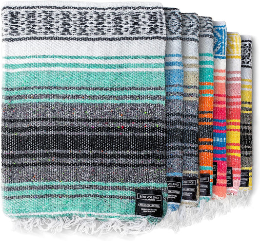 Authentic Handwoven Mexican Blanket | Yoga Blankets, Outdoor, Picnic, Beach, Camping | Equestrian Saddle | Serape 50X70 Inches - Mint, Pack of 1