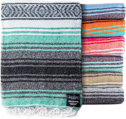 Authentic Handwoven Mexican Blanket | Yoga Blankets, Outdoor, Picnic, Beach, Camping | Equestrian Saddle | Serape 50X70 Inches - Mint, Pack of 1